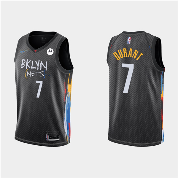 Men's Brooklyn Nets #7 Kevin Durant Black NBA City Edition 2020-21 Honor Basquiat Stitched Jersey